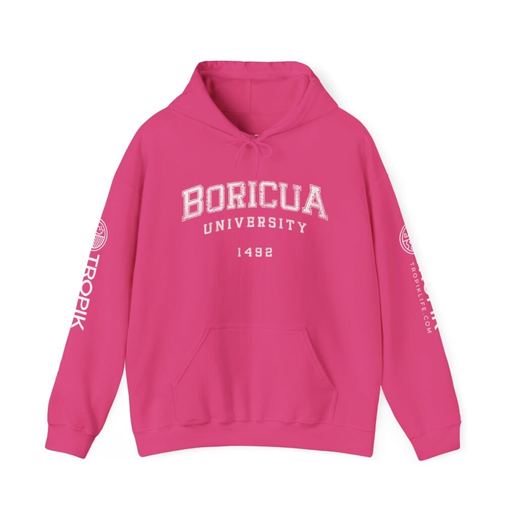 Unisex Heavy Blend™ Hooded Sweatshirt - TROPIKLIFE Boricua University Black | Red | Blue | Magenta