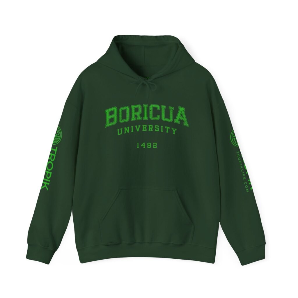 Unisex Heavy Blend™ Hooded Sweatshirt - TROPIKLIFE Taino Sol in Forest Green | Black | White