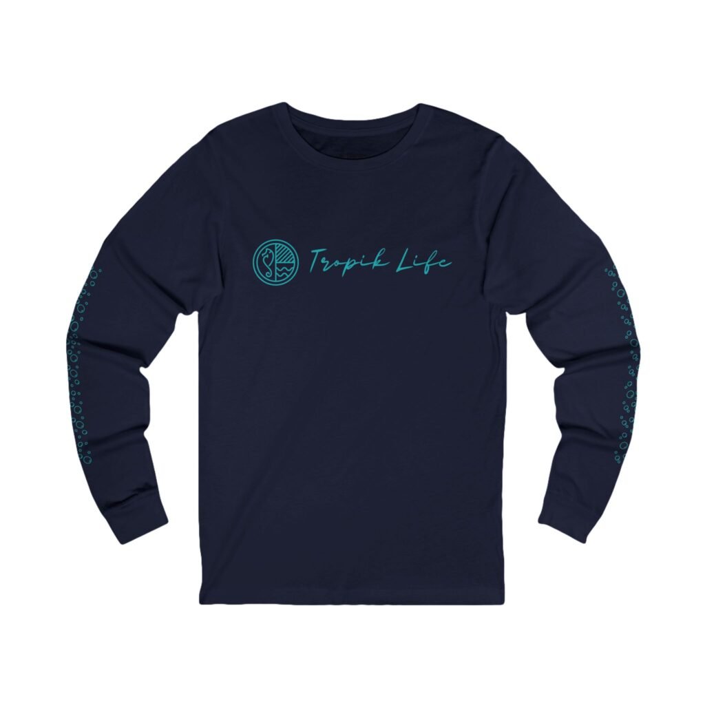 Unisex Jersey Long Sleeve Tee - TROPIKLIFE Circling Sharks