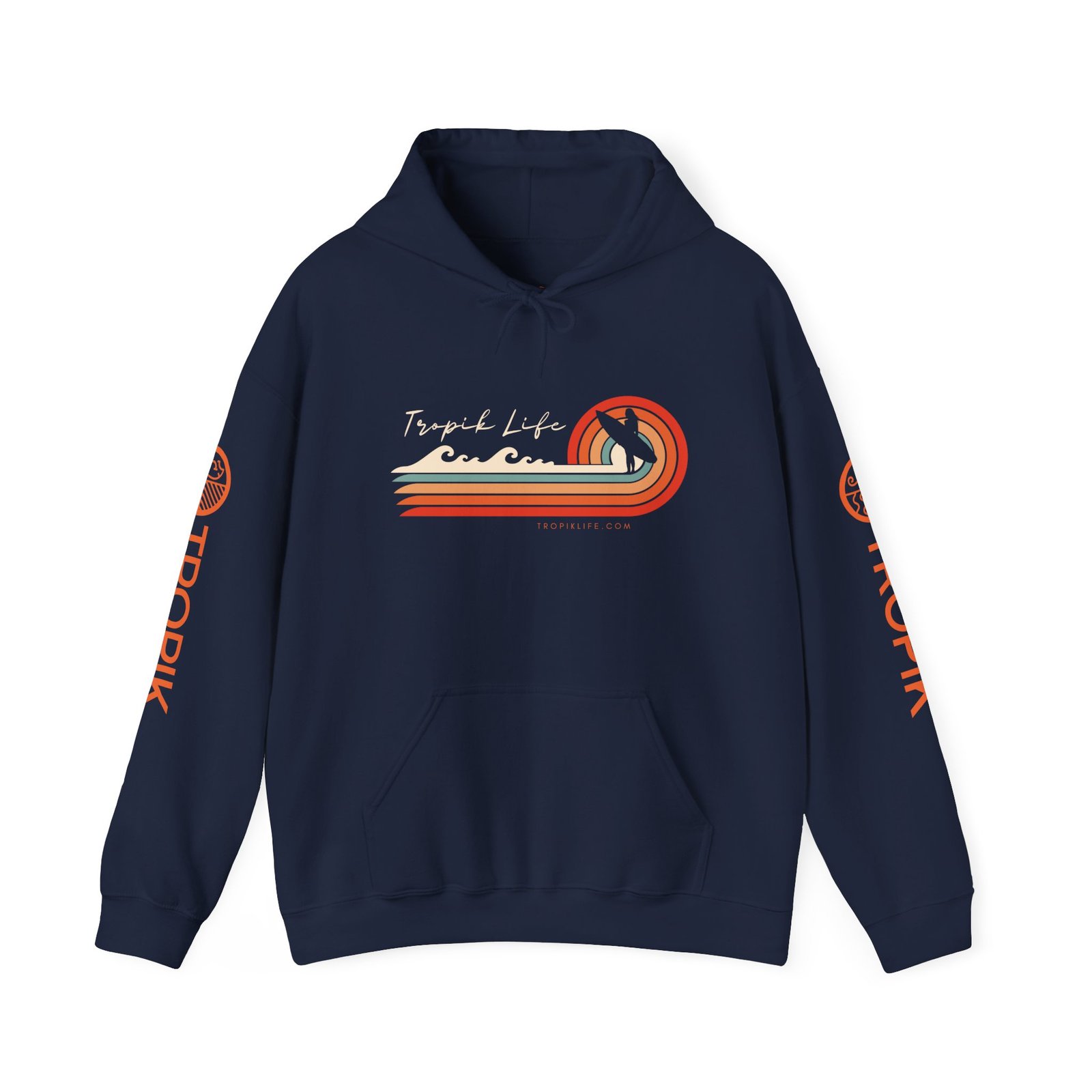 Unisex Heavy Blend™ Hooded Sweatshirt - TROPIKLIFE Iguana in Black | Navy Blue - Image 4
