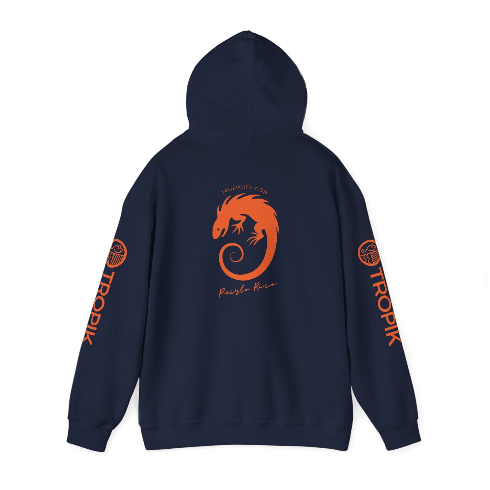 Unisex Heavy Blend™ Hooded Sweatshirt - TROPIKLIFE Iguana in Black | Navy Blue - Image 5