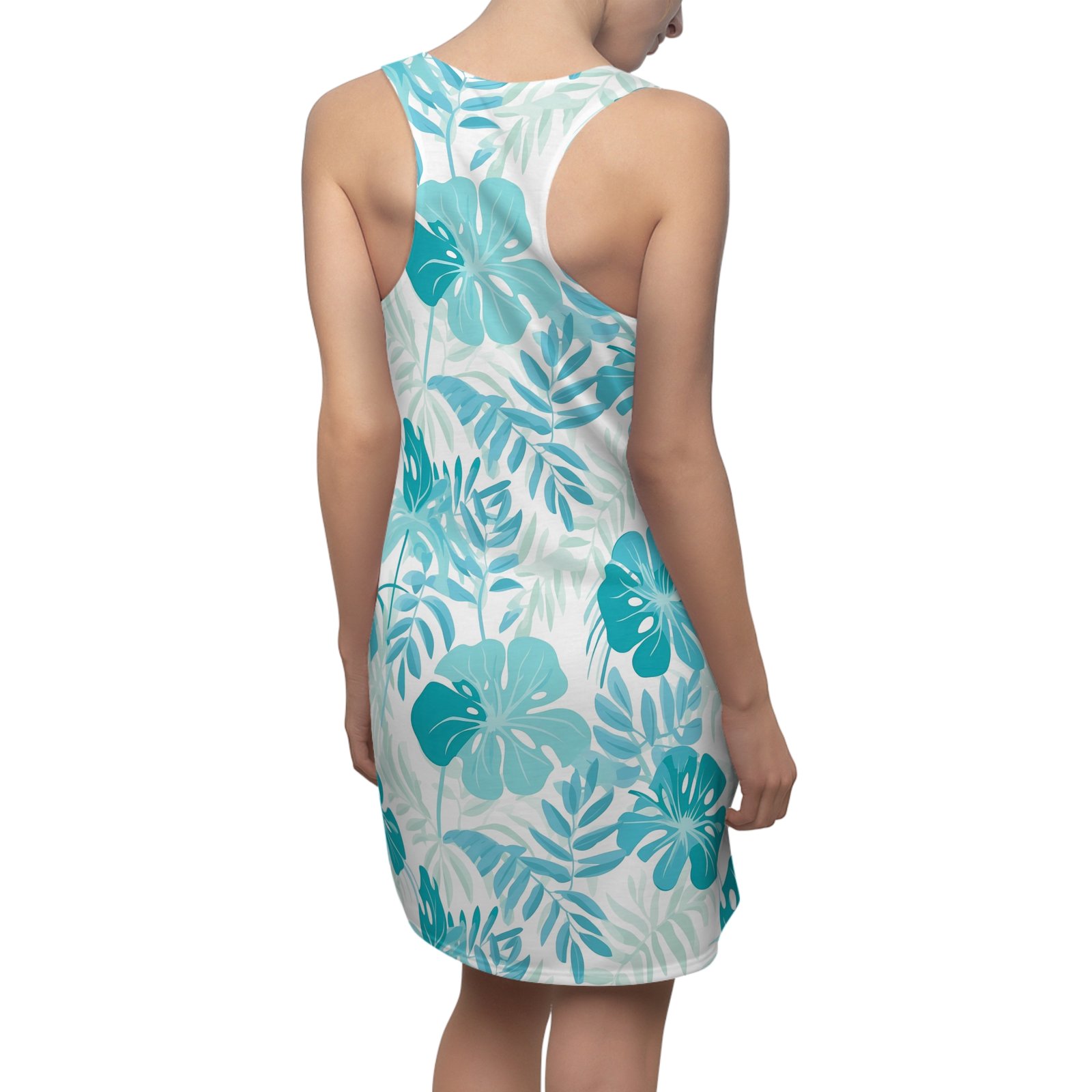 TROPIKLIFE Women's Cut & Sew Racerback Dress - Flora Aquamarine - Image 2