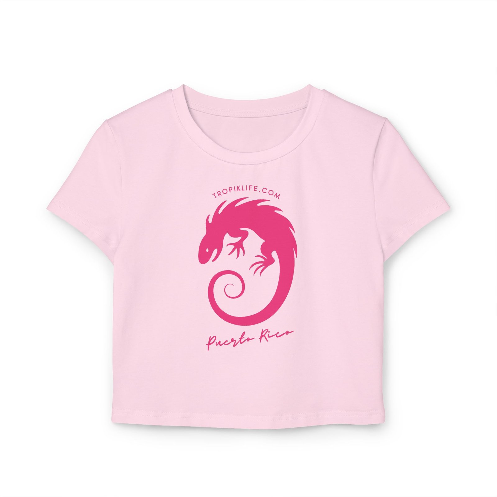 TROPIKLIFE Women's Baby Tee - Iguana - White | Black | Pink - Image 4