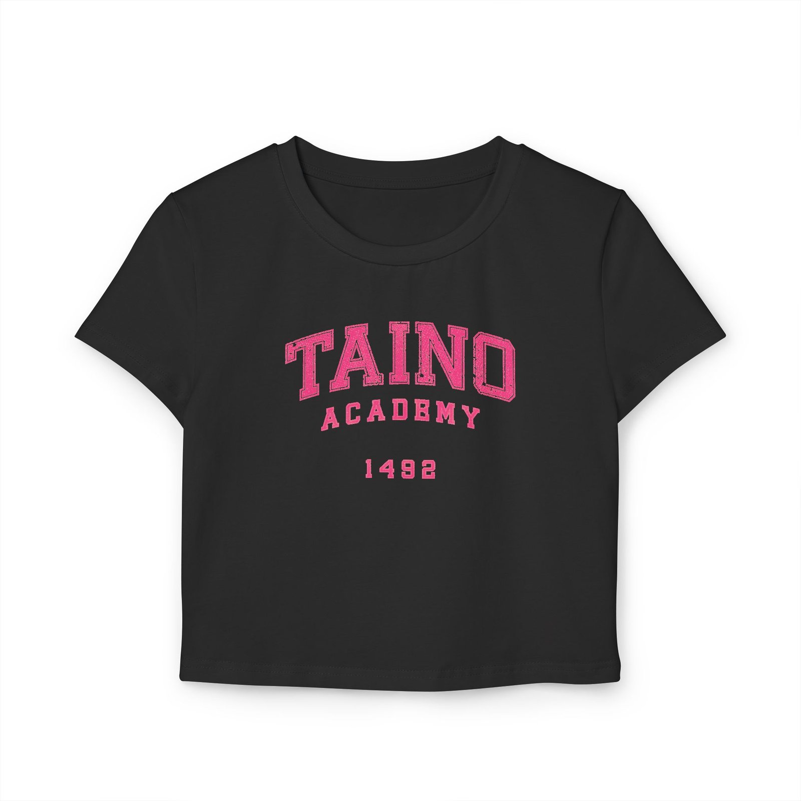 TROPIKLIFE Women's Baby Tee - Taino Academy 1492 - White | Black | Pink - Image 2