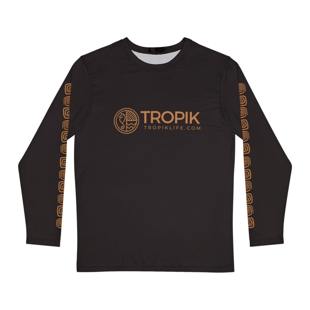 TROPIKLIFE Men's Round Neck Rashguard Shirt - Brown Circled Flag