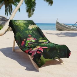 TROPIKLIFE Oversized Beach Towel 36″x72″ and 30″x60″ – Tropical Frogs