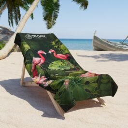 TROPIKLIFE Oversized Beach Towel 36″x72″ and 30″x60″ – Tropical Flamingos