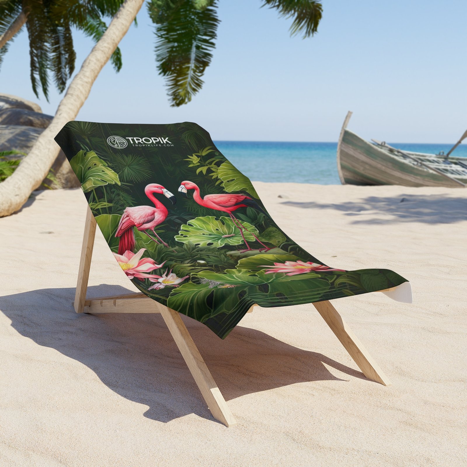 TROPIKLIFE Oversized Beach Towel 36"x72" and 30"x60" - Tropical Flamingos - Image 4