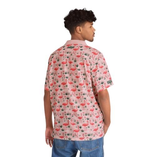 TROPIKLIFE Beach Shirt Short Sleeve Casual Button Down - Pink Flamingos - Image 2