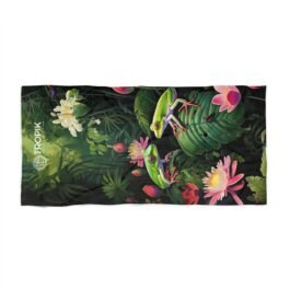 TROPIKLIFE Oversized Beach Towel 36″x72″ and 30″x60″ – Tropical Frogs