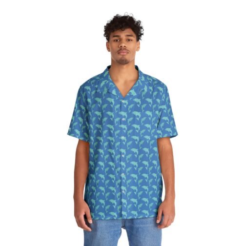 TROPIKLIFE Beach Shirt Short Sleeve Casual Button Down - Boho Dolphins