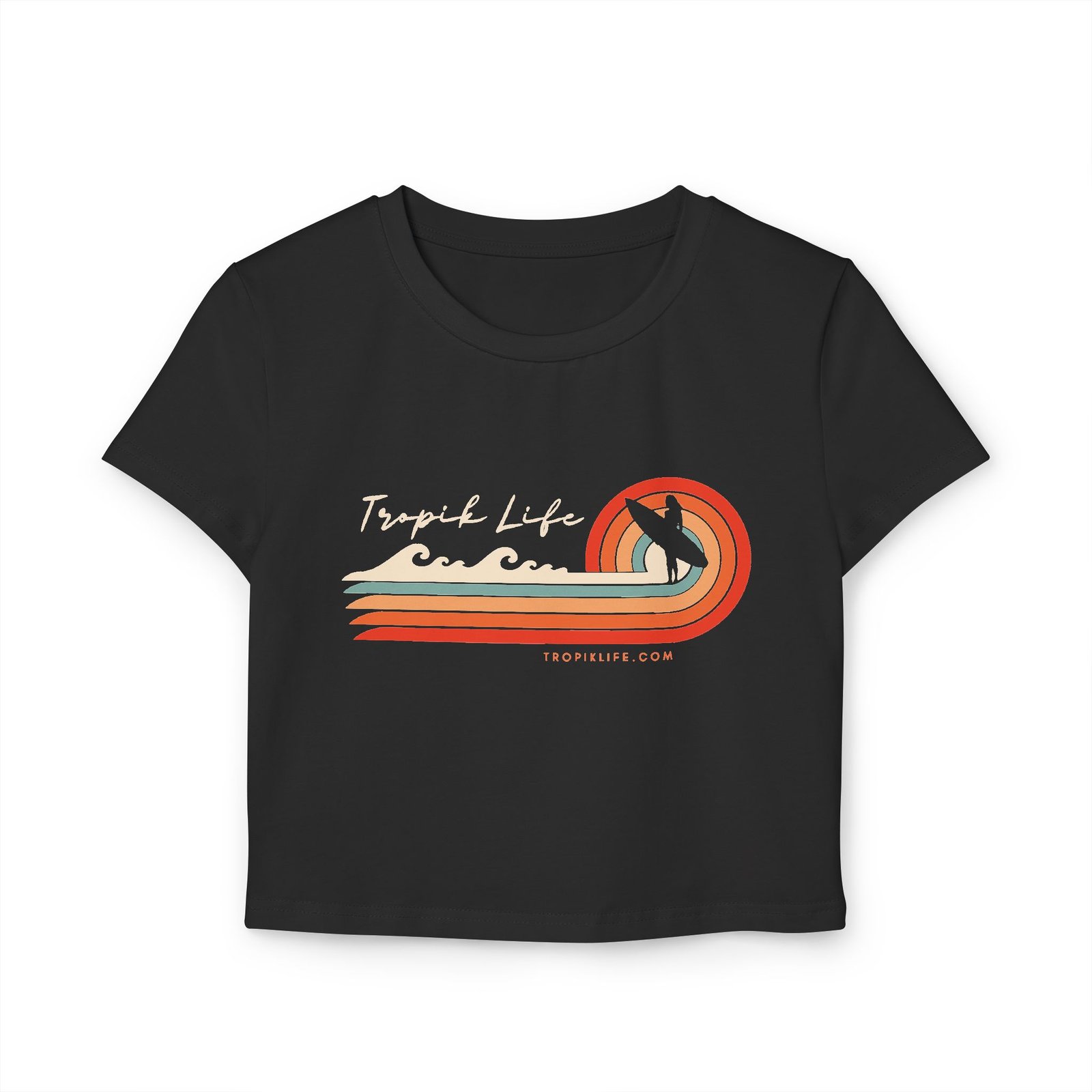 Tropical Surf Women's Baby Tee - Retro Beach Vibes - Image 2