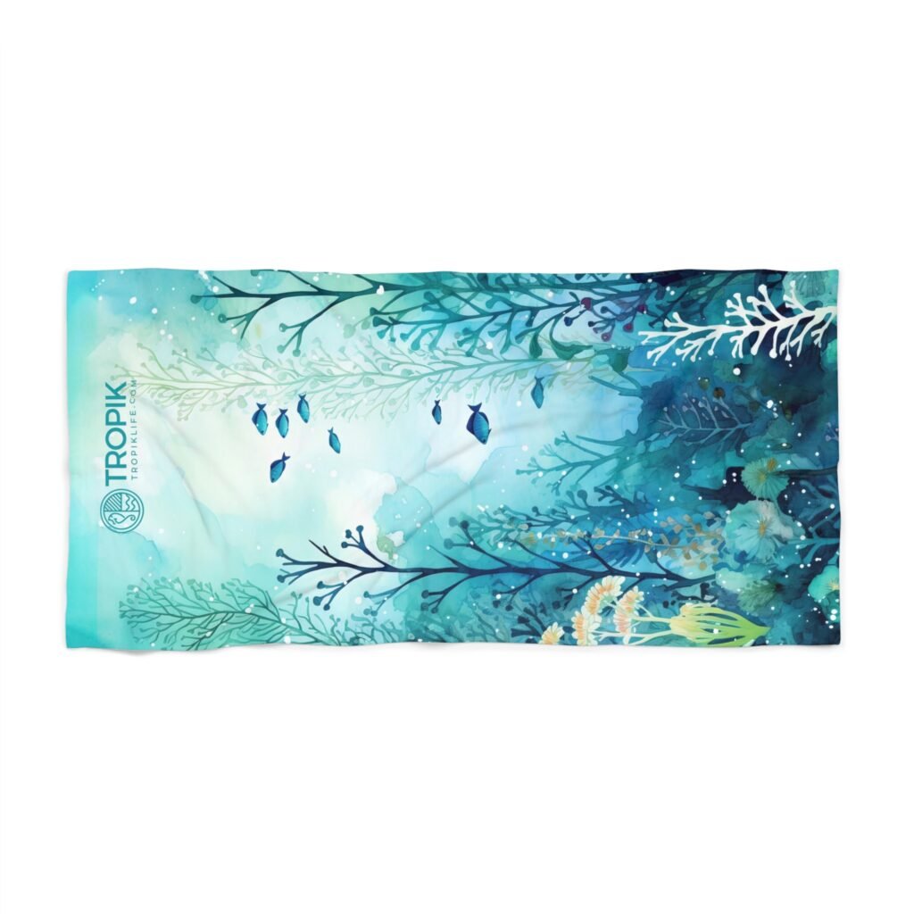 TROPIKLIFE Oversized Beach Towel 36"x72" and 30"x60" - School Of Fish