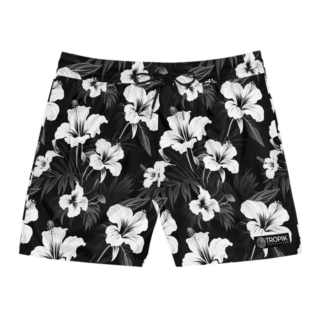 TROPIKLIFE Men's Mid-Length Swim Shorts - Moonlight Flora