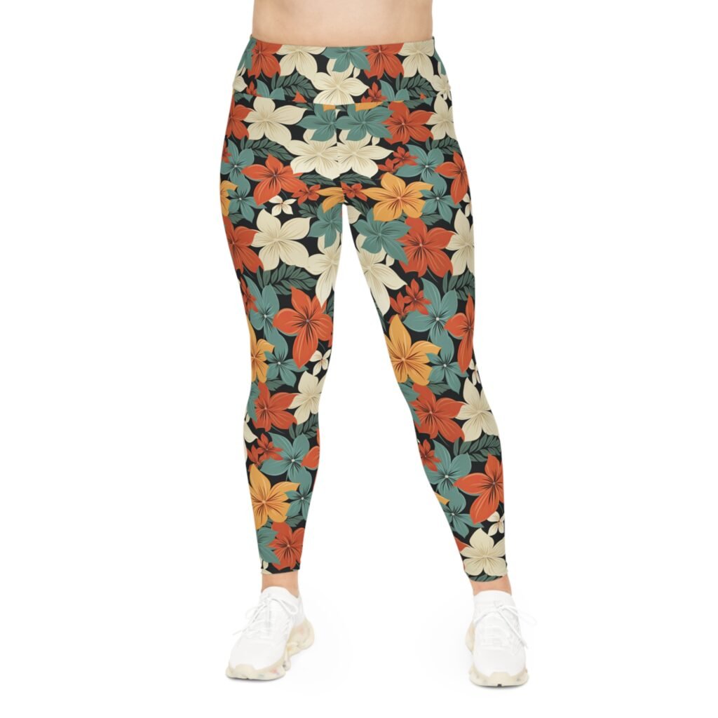 Plus Size Leggings - TROPIKLIFE Caribean Multicolor Flora