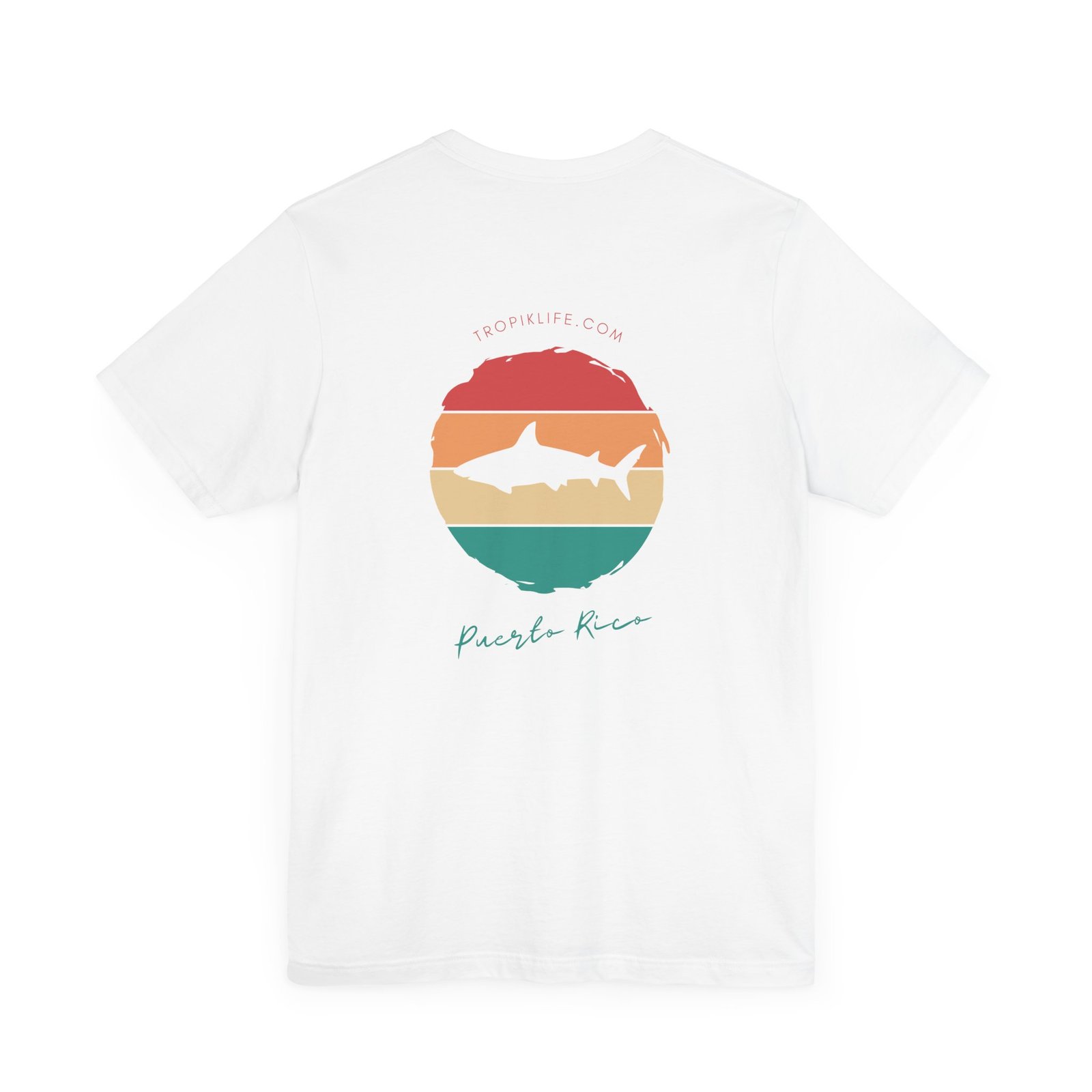 TROPIKLIFE Unisex Jersey Short Sleeve Tee - Circled Shark in Navy | White | Natural | Brown | Black - Image 6