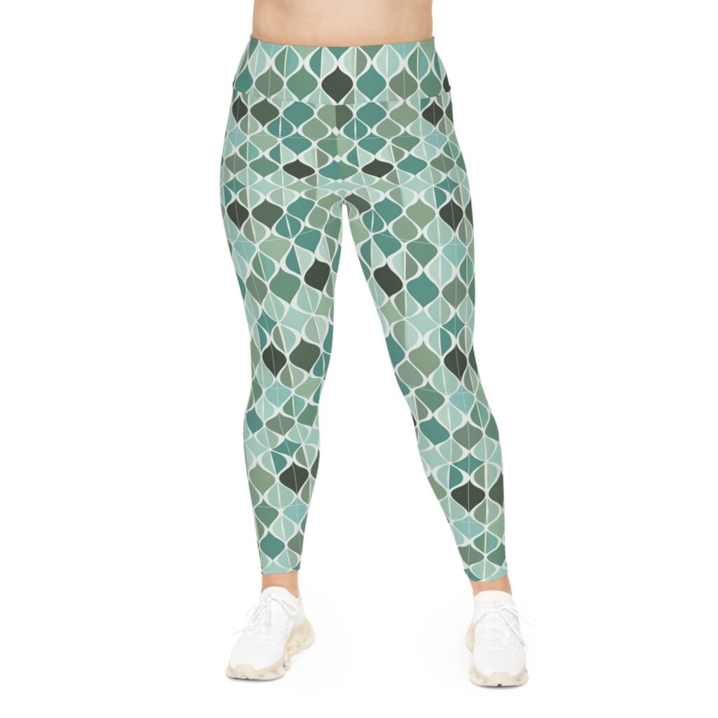 Plus Size Leggings - TROPIKLIFE Retro Pool Water