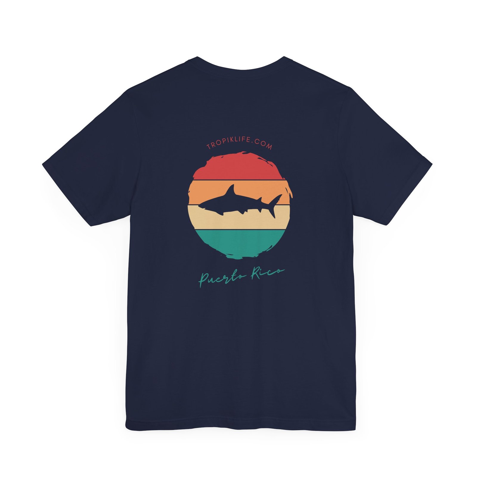 TROPIKLIFE Unisex Jersey Short Sleeve Tee - Circled Shark in Navy | White | Natural | Brown | Black - Image 4