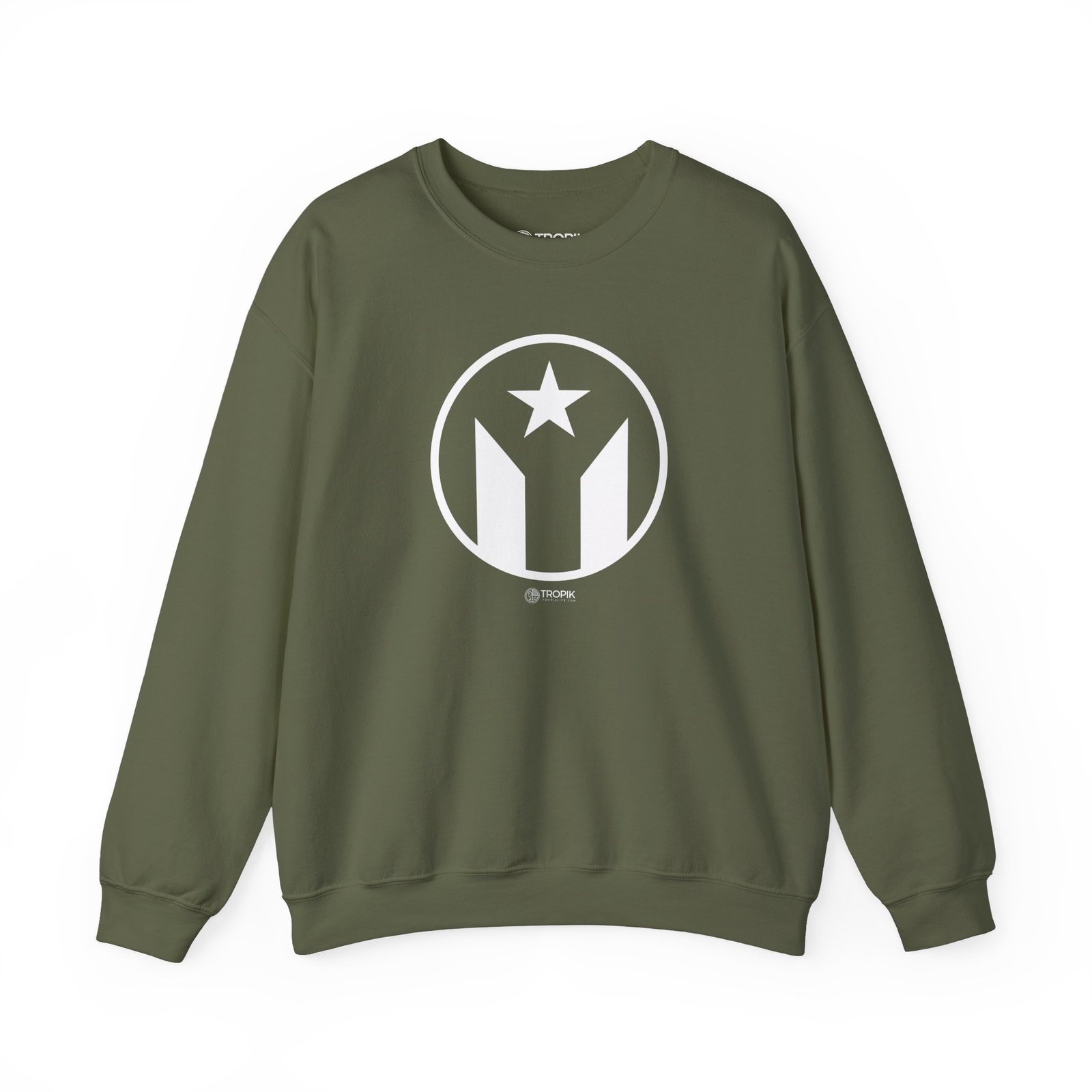 Unisex Sweatshirt TROPIKLIFE - Circled PR Flag in Black | Navy | Military Green | Forest Green | Cardinal Red | Hot Pink - Image 2