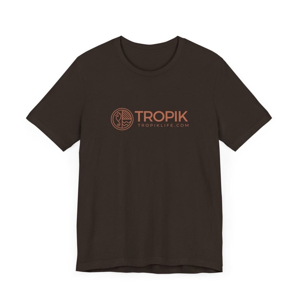 TROPIKLIFE Unisex Jersey Short Sleeve Tee - Circled Shark in Navy | White | Natural | Brown | Black