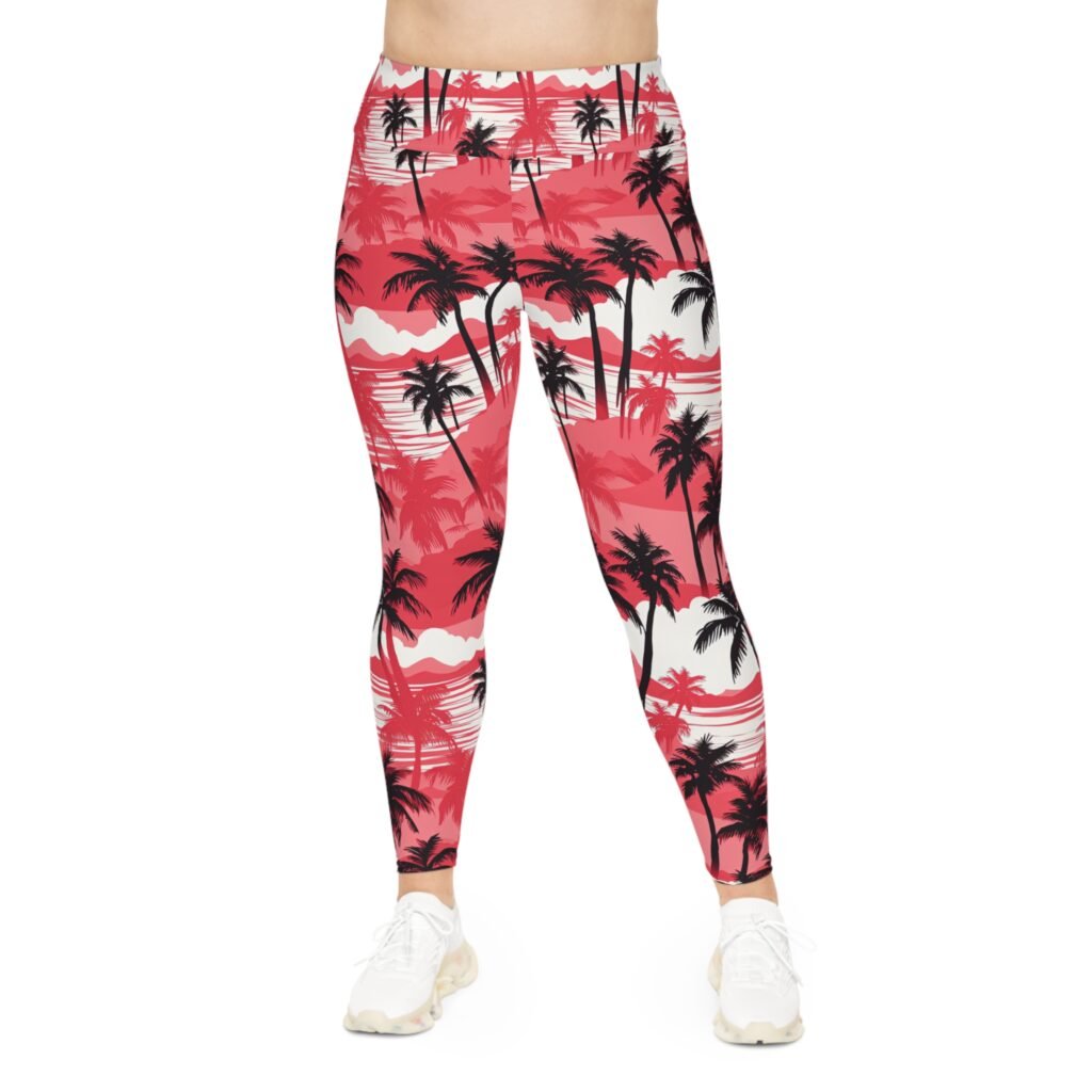 Plus Size Leggings - TROPIKLIFE Boho Style Palm Trees