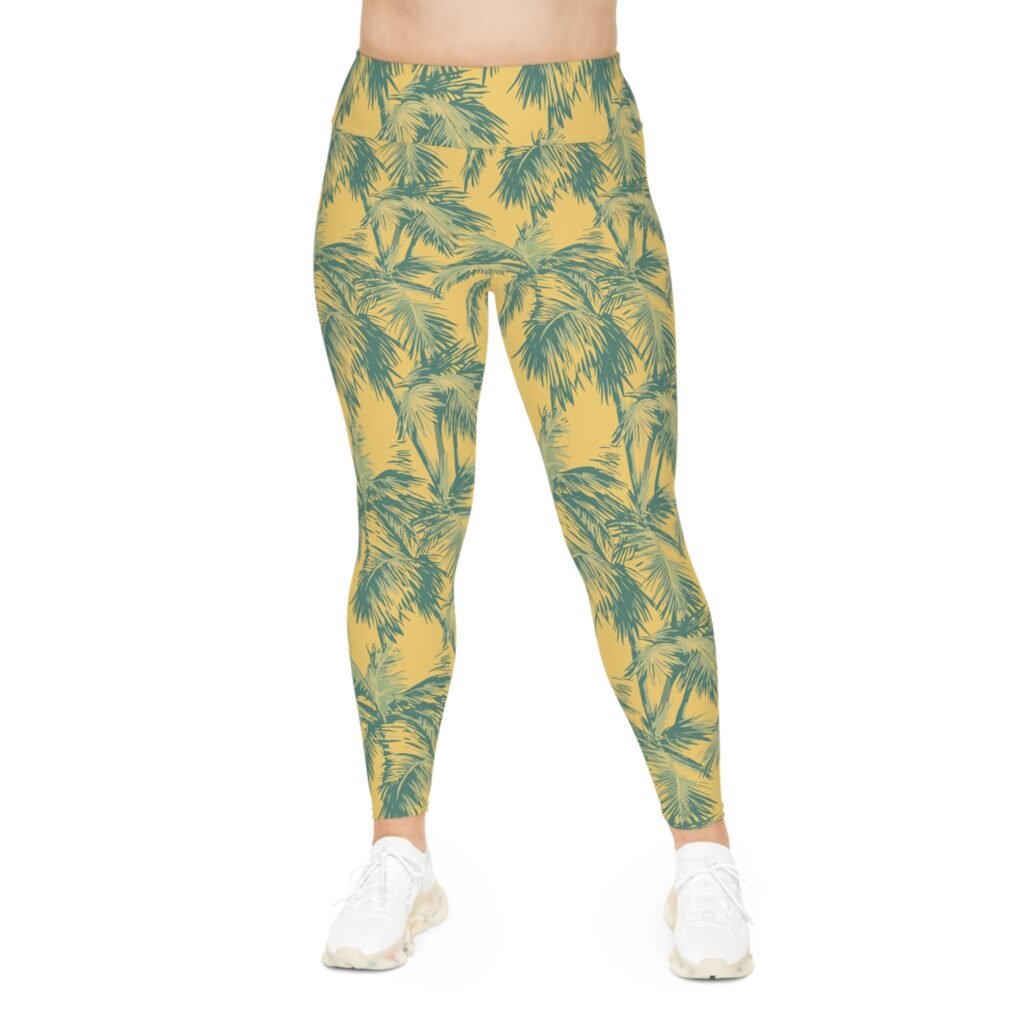 Plus Size Leggings - TROPIKLIFE Retro Palm Trees