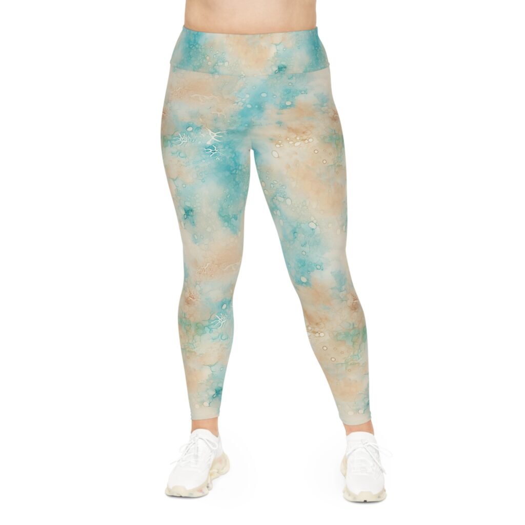Plus Size Leggings - TROPIKLIFE Acid Washed Ocean