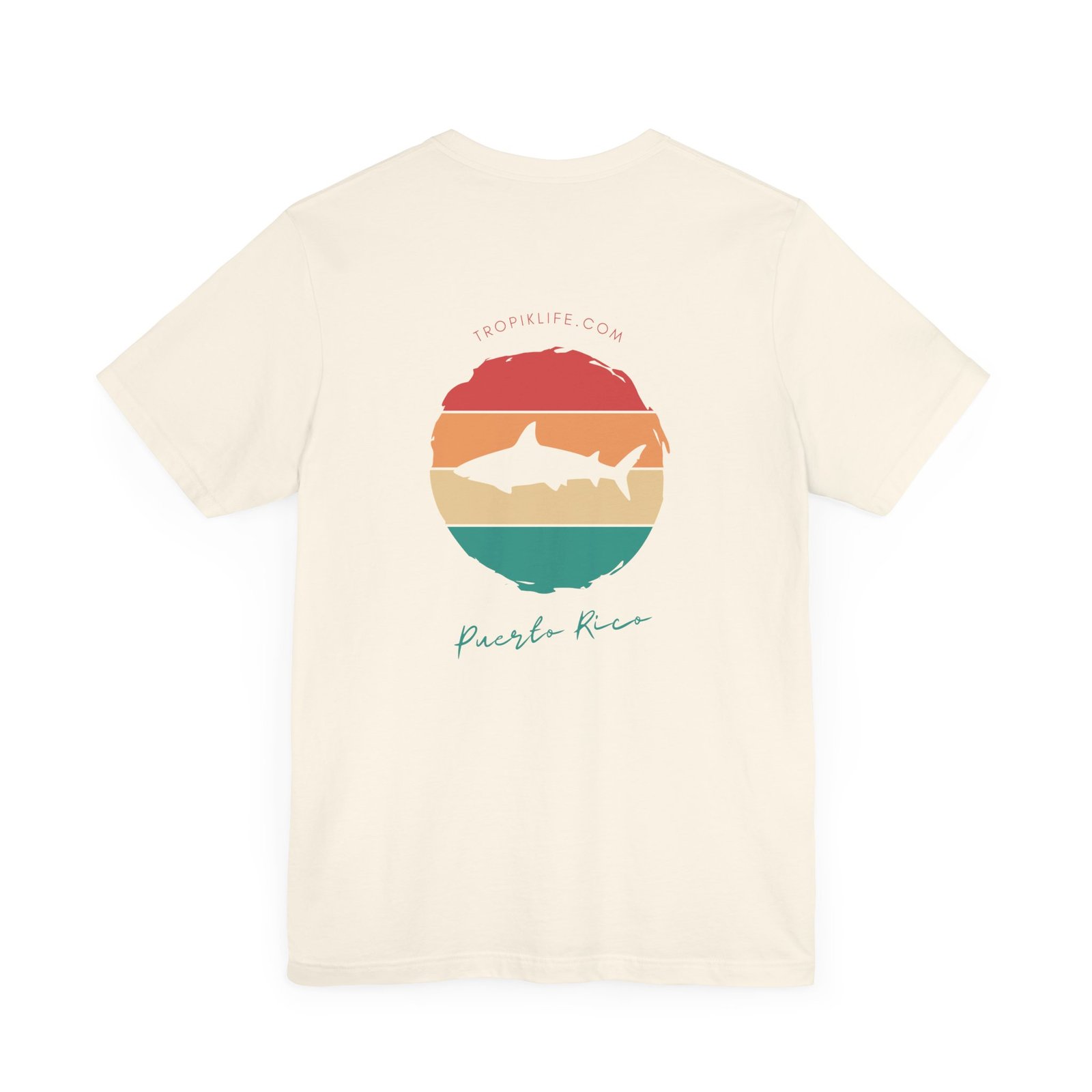 TROPIKLIFE Unisex Jersey Short Sleeve Tee - Circled Shark in Navy | White | Natural | Brown | Black - Image 8