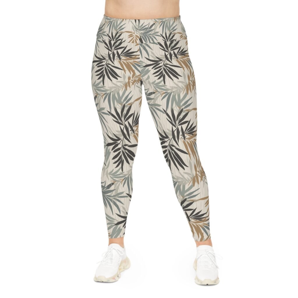 Plus Size Leggings - TROPIKLIFE Boho Style Bamboo Leaves