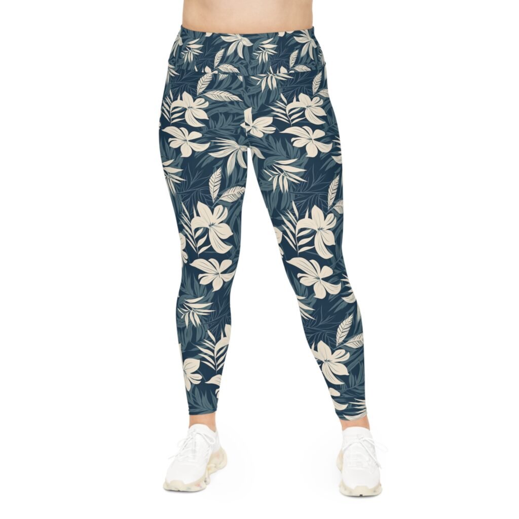 Plus Size Leggings - TROPIKLIFE Caribean Midnight Flora