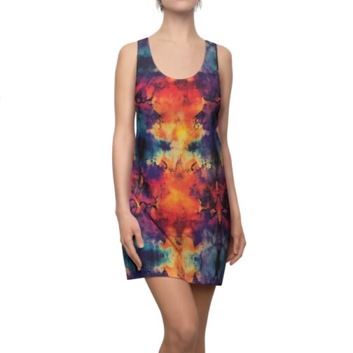 TROPIKLIFE Women's Cut & Sew Racerback Dress - Tie Dye Trippy Rain
