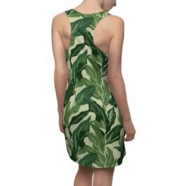 TROPIKLIFE Women’s Cut & Sew Racerback Dress – Green Leaves