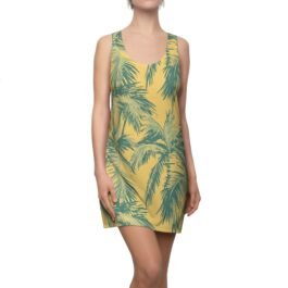 TROPIKLIFE Women’s Cut & Sew Racerback Dress – Retro Palm Trees