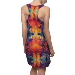 TROPIKLIFE Women’s Cut & Sew Racerback Dress – Tie Dye Trippy Rain