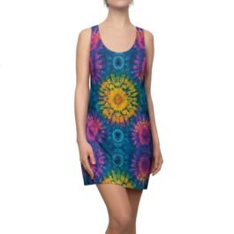 TROPIKLIFE Women’s Cut & Sew Racerback Dress – Tie Dye Sun Haze